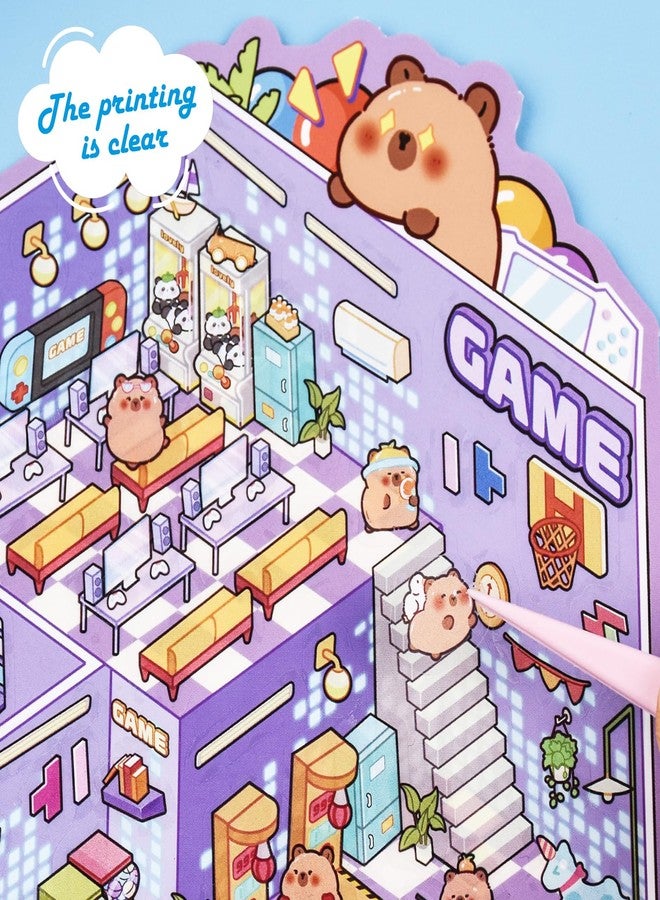 GUBEARE 20 Sets DIY 3D Sticker Scene Collection Book DIY 3D House Stickers Make Your Own Sticker Therapy Cute Cartoon Stickers Scenes for Relief Stress Pass The Time - Image 5